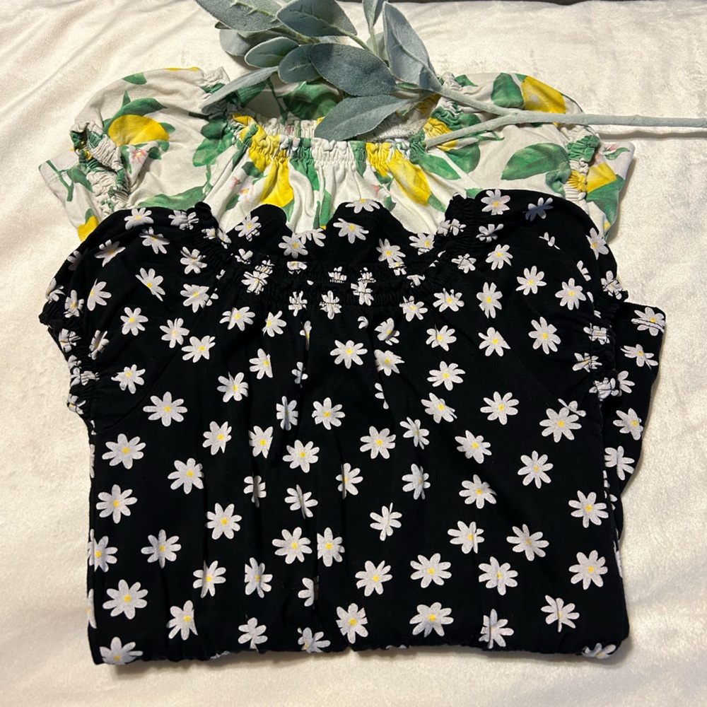 Old Navy Puff-Sleeve Jersey-Knit Romper - Lot of 2